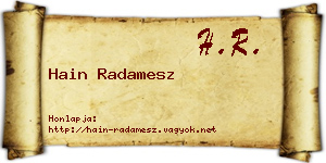 Hain Radamesz névjegykártya